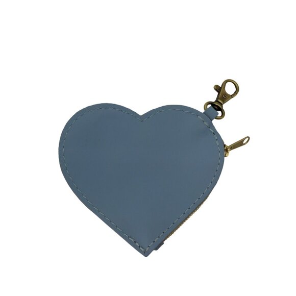 Portland Leather Goods Heart Light Baby Blue Bag Charm Leather Coin Pouch - Picture 2 of 11